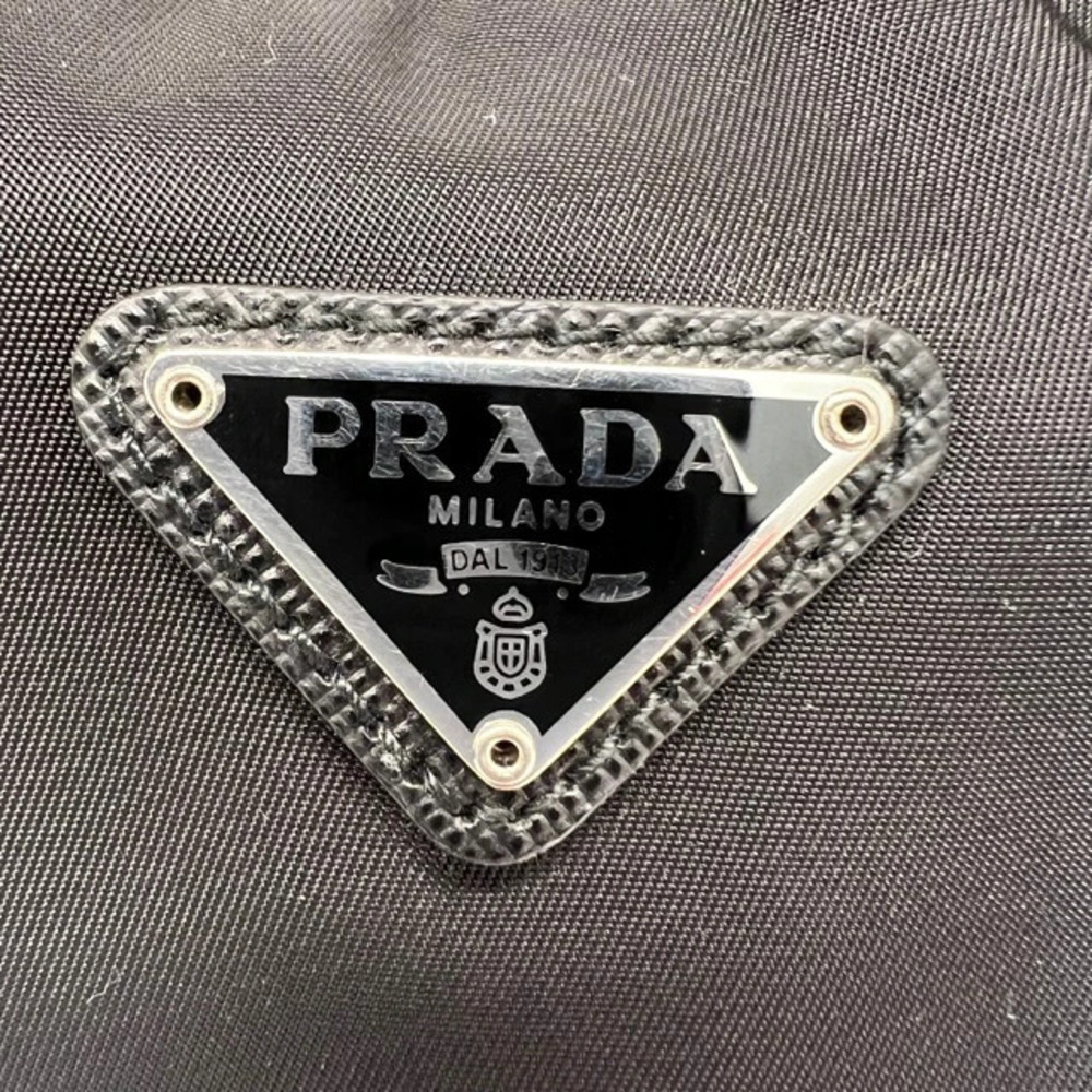 Prada Handbag Plate Keyring Shoulder Black Hobo Logo Edition Bag Triangle